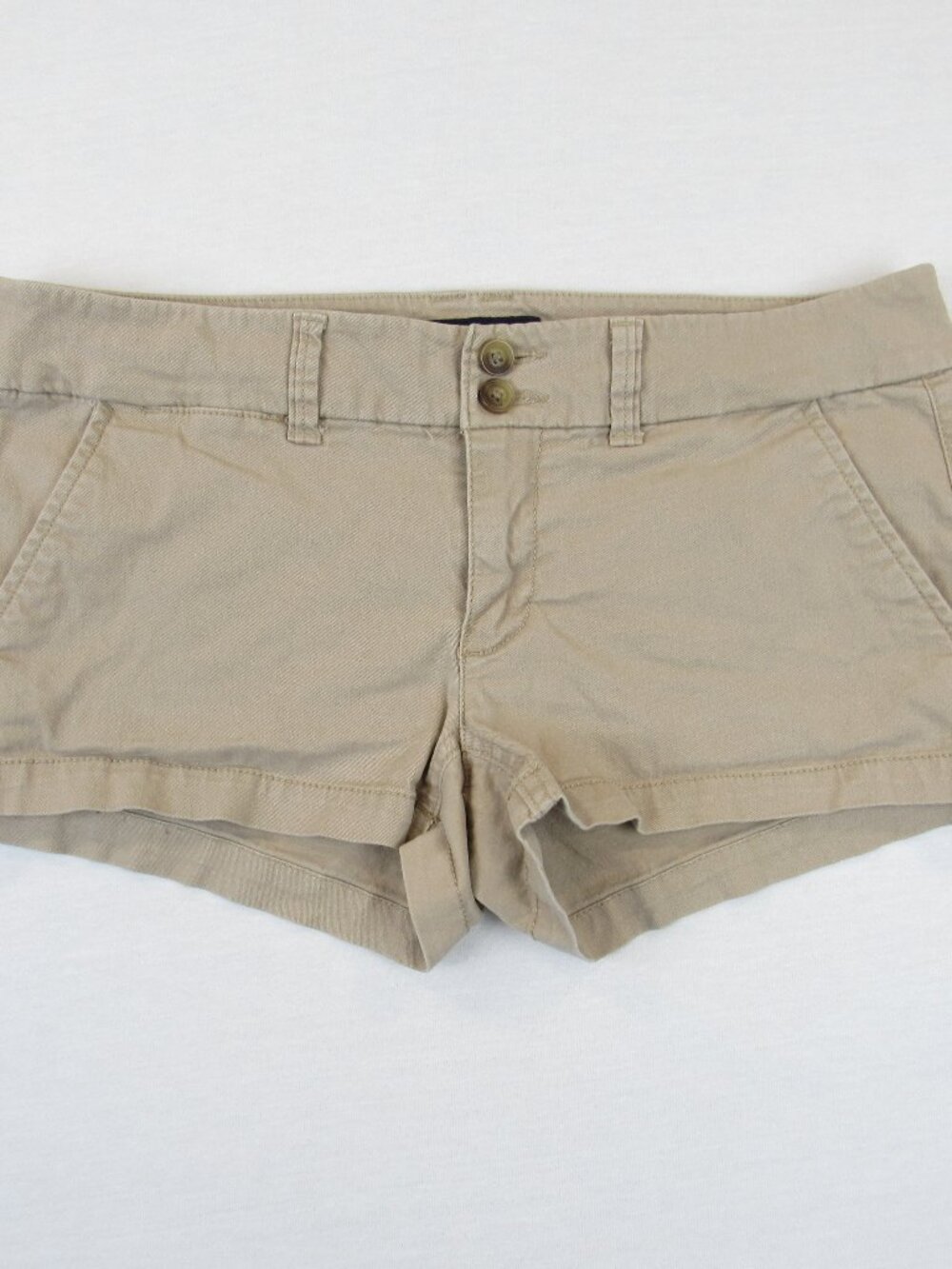 American Eagle Outfitters Micro Mini Shorts Junior's 6 Khaki Stretch Low Rise